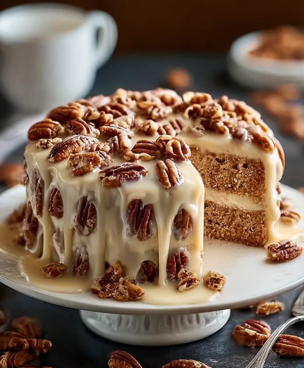 Butter Pecan Praline Cake-Decadent & Easy Recipe