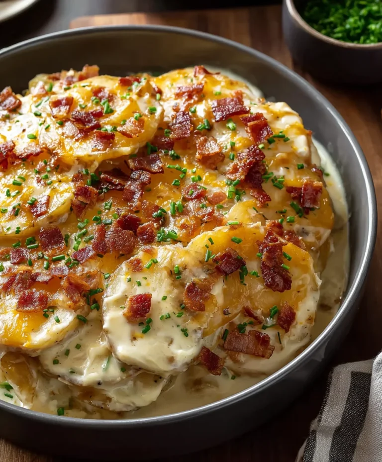 Loaded Scalloped Potatoes-Creamy Beefy Comfort Food