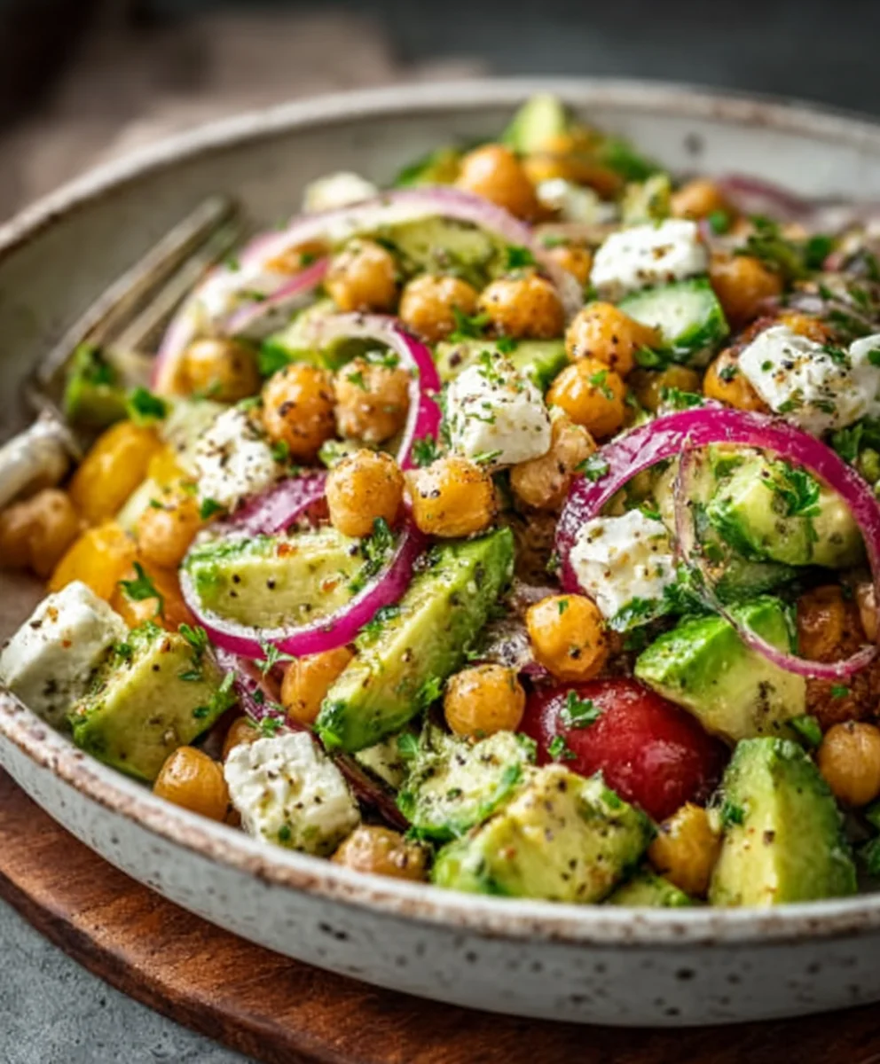 Chickpea Feta Avocado Salad - Fresh & Easy Recipe