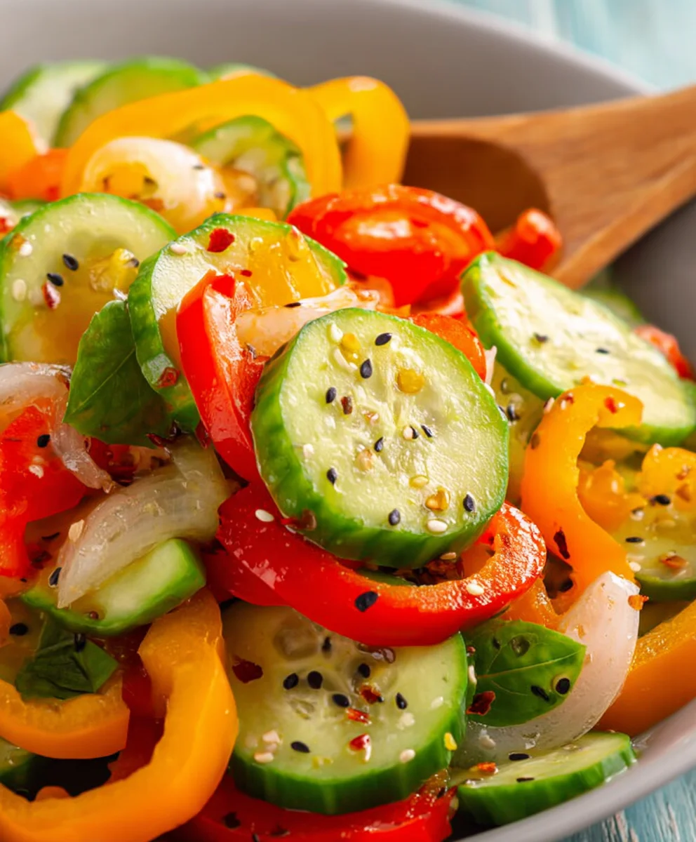 Cucumber Sweet Pepper Salad- Fresh & Zesty Recipe