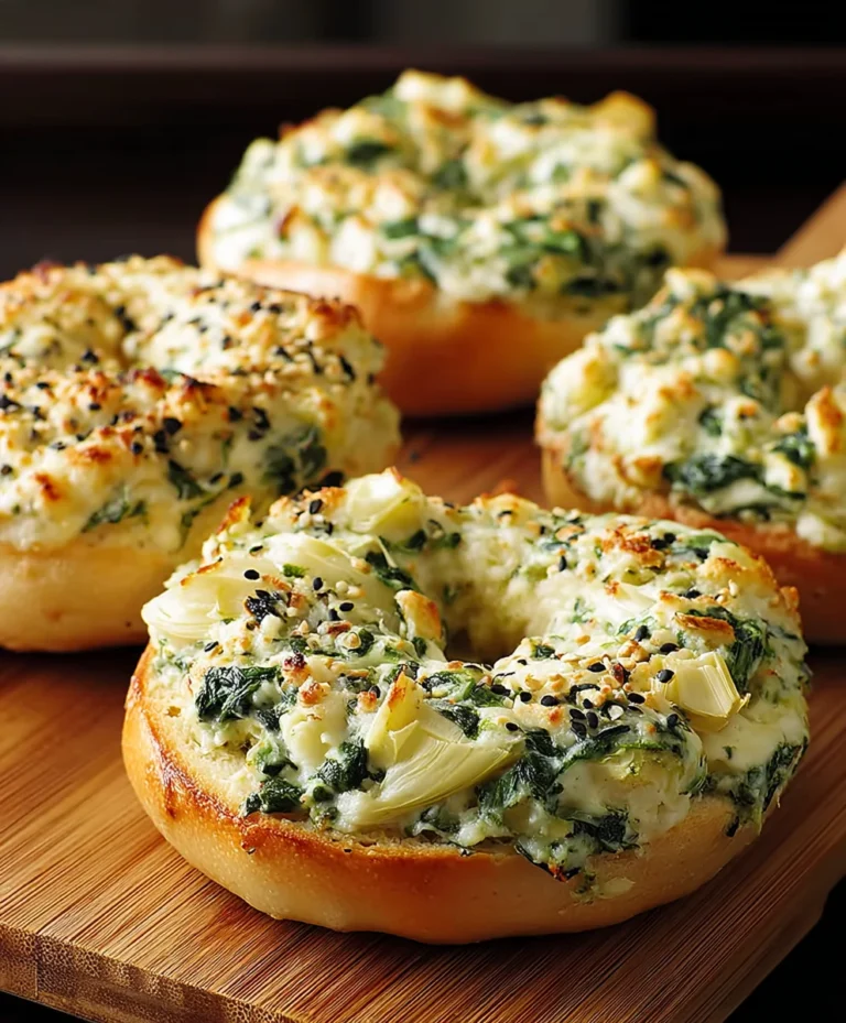 Cheesy Spinach Artichoke Bagels Delicious Recipe