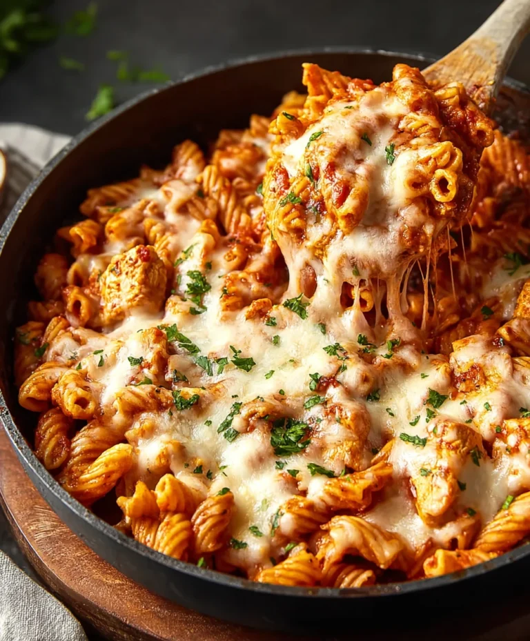 Easy Chicken Parmesan Pasta Skillet Recipe
