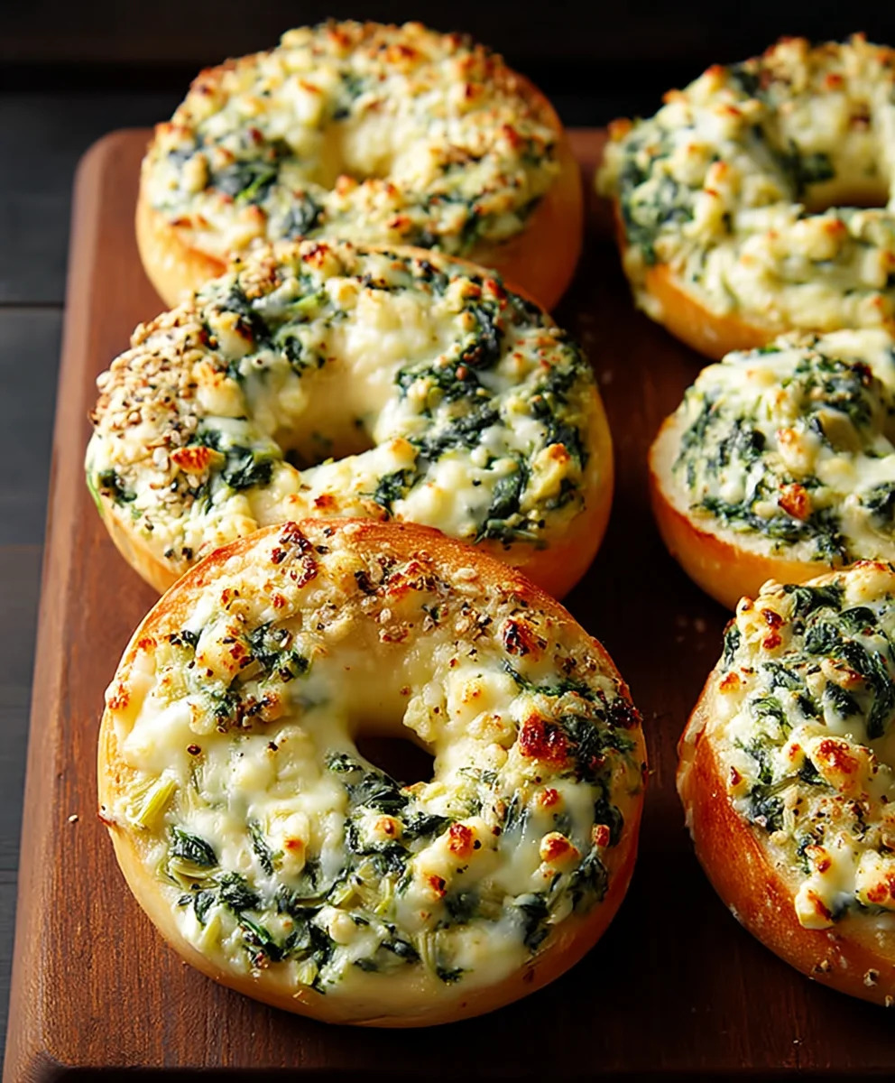 Cheesy Spinach Artichoke Bagels Delicious Recipe