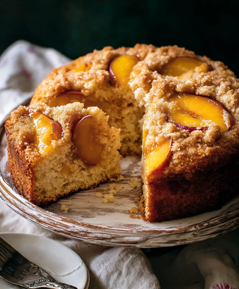 Vegan Peach Coffee Cake-Easy Delicious Recipe