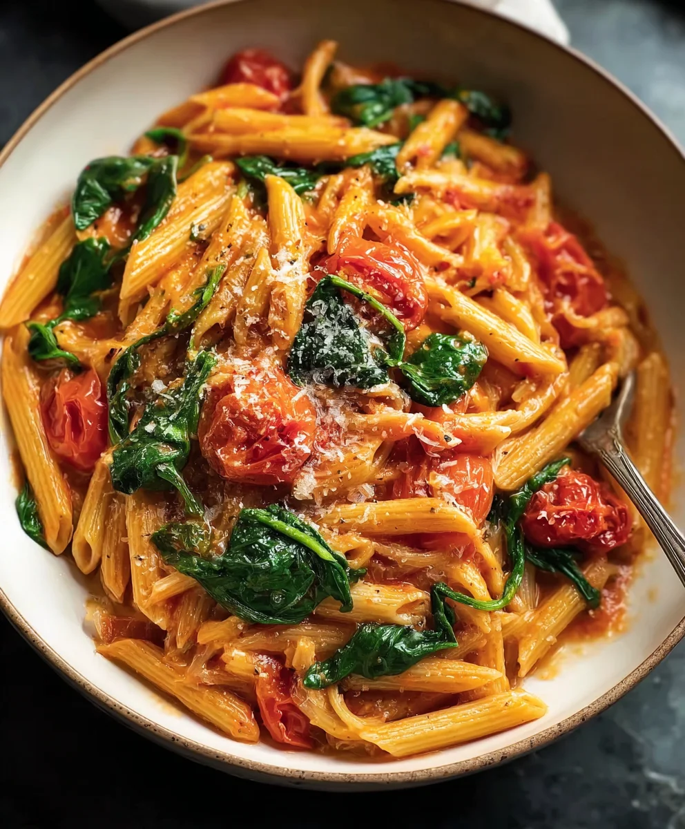 Creamy Tomato Spinach Pasta-Quick & Easy Recipe
