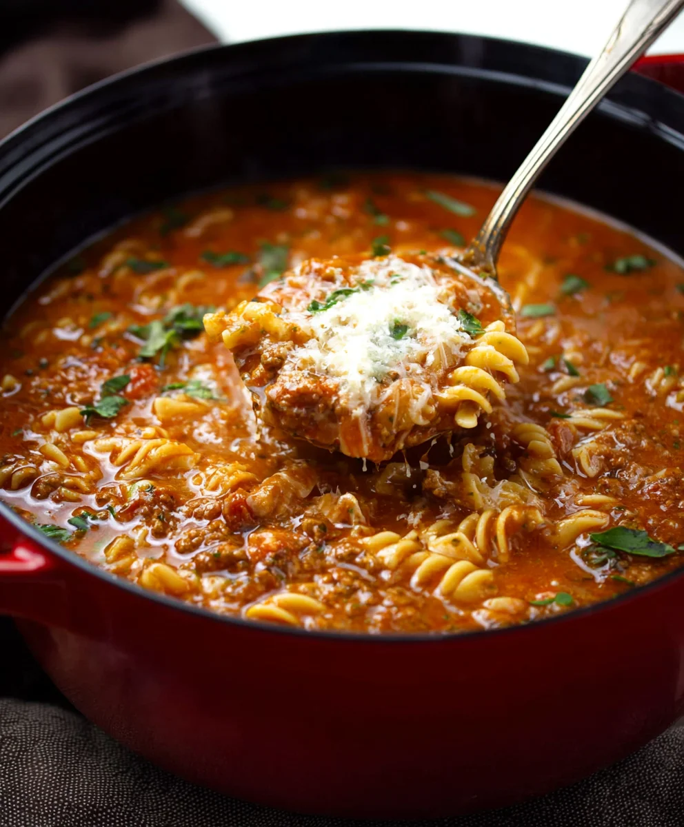 Easy Lasagna Soup Recipe - Hearty Beef Dinner