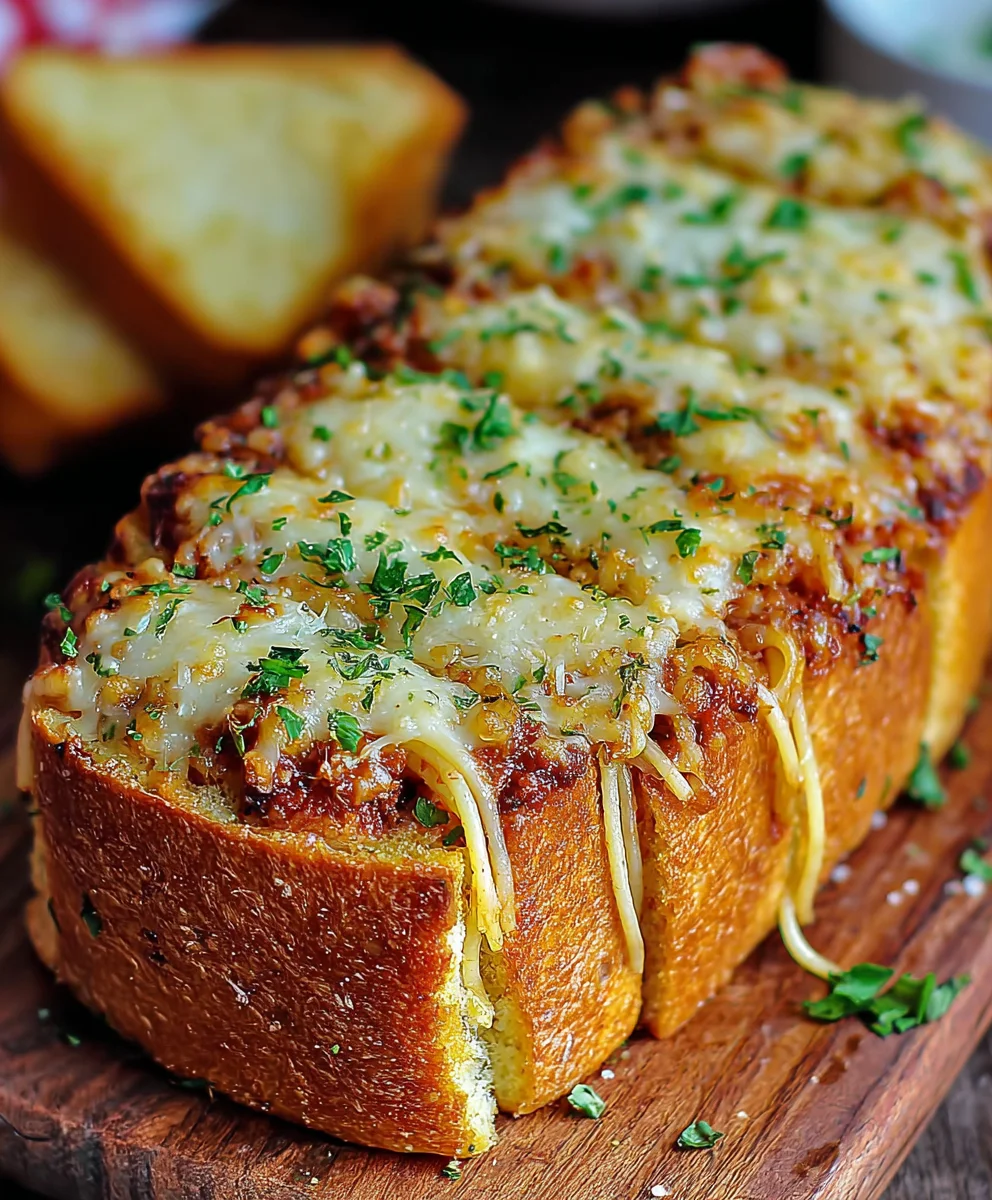 Spaghetti Stuffed Garlic Bread-Ultimate Comfort Food