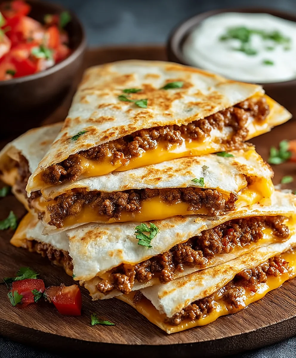 Cheesy Ground Beef Quesadillas - Quick & Easy Recipe