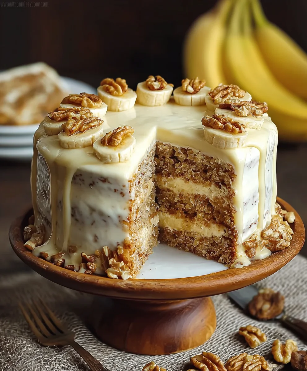 Heavenly Banana Walnut Cream Cake - Easy Recipe