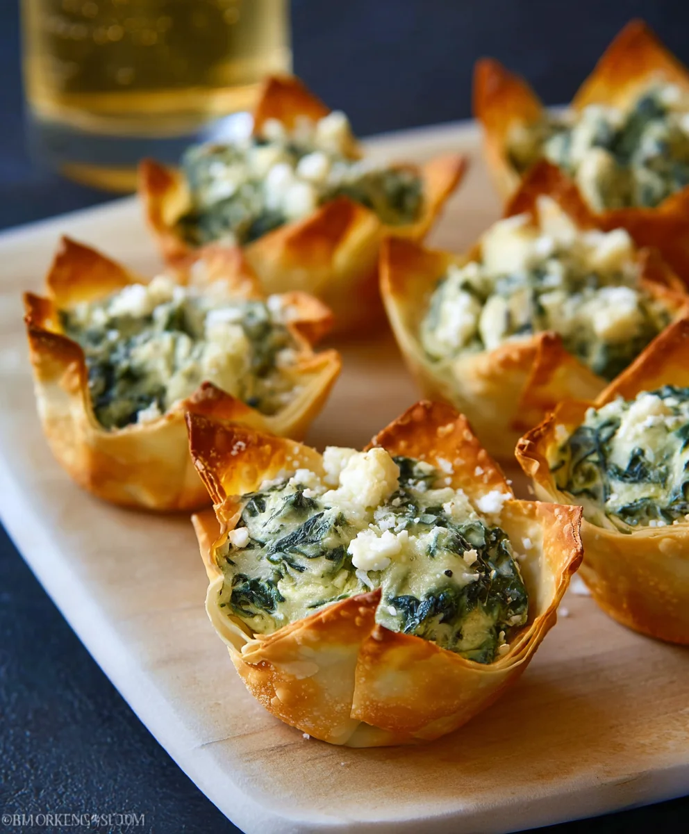Spinach Artichoke Dip Wonton Cups Easy Appetizer