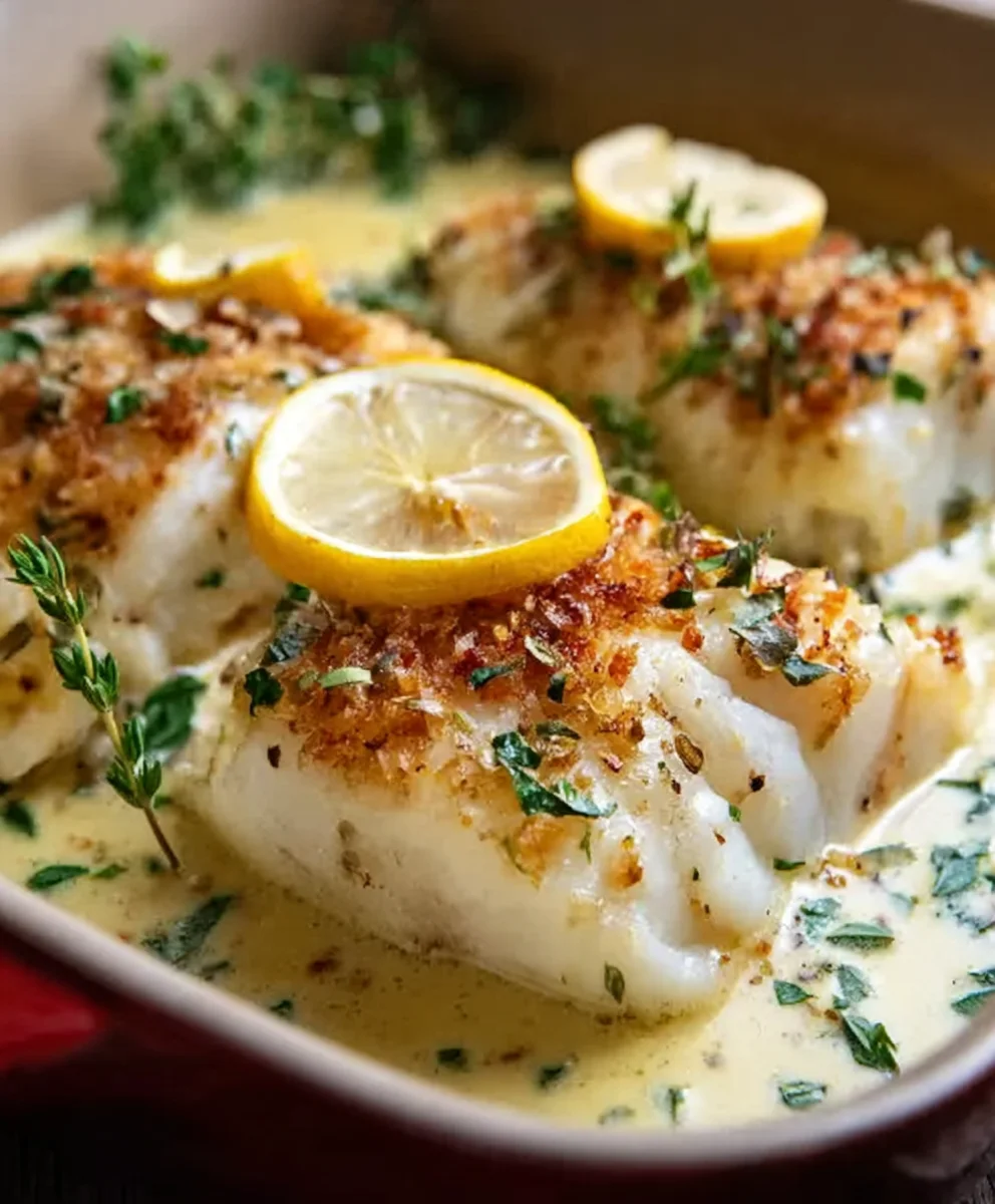 Baked Cod Coconut Lemon Cream Sauce Recipe