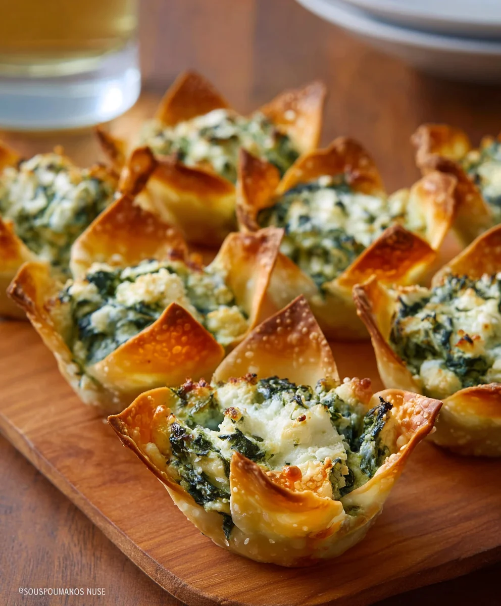 Spinach Artichoke Dip Wonton Cups Easy Appetizer
