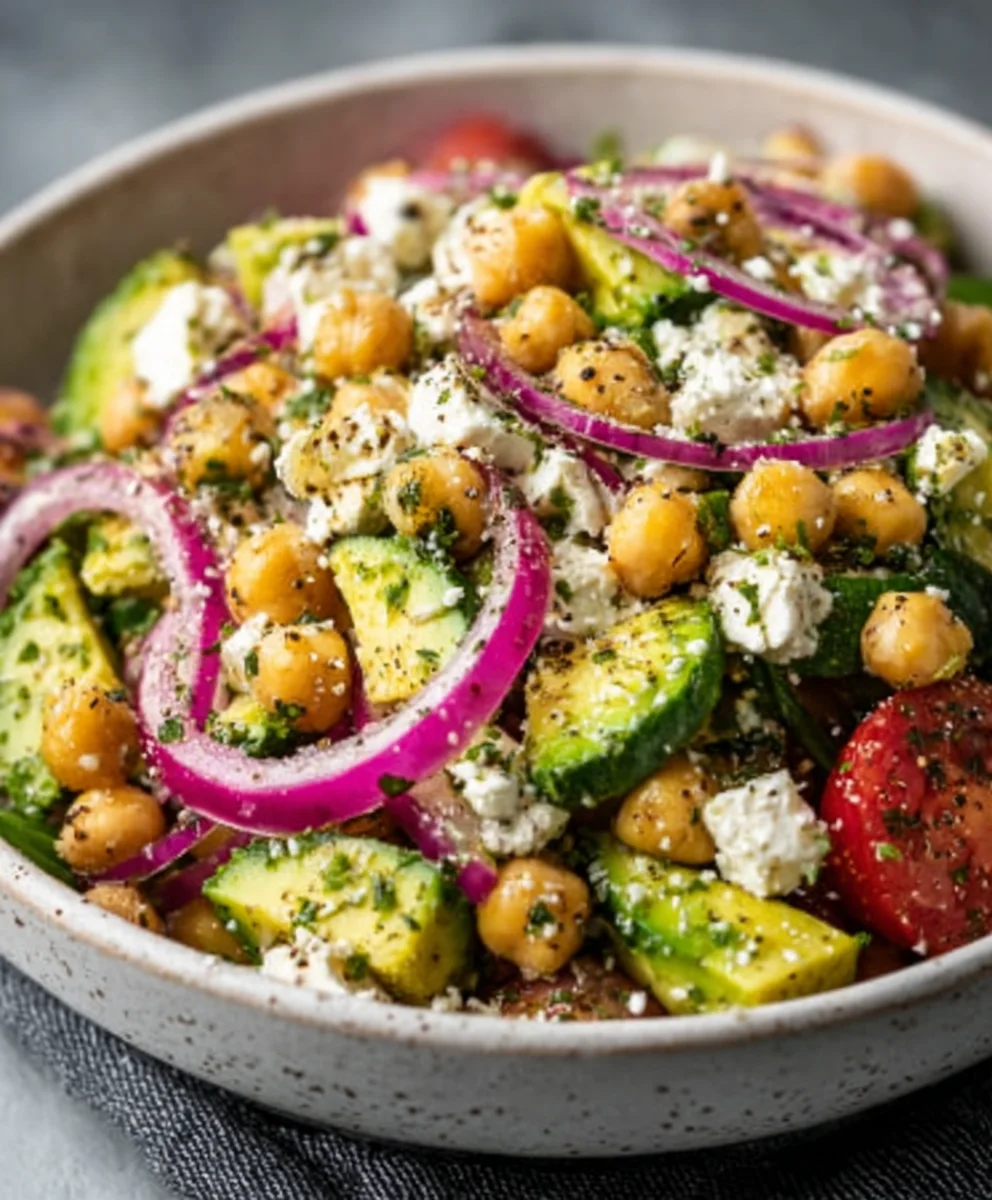 Chickpea Feta Avocado Salad - Fresh & Easy Recipe