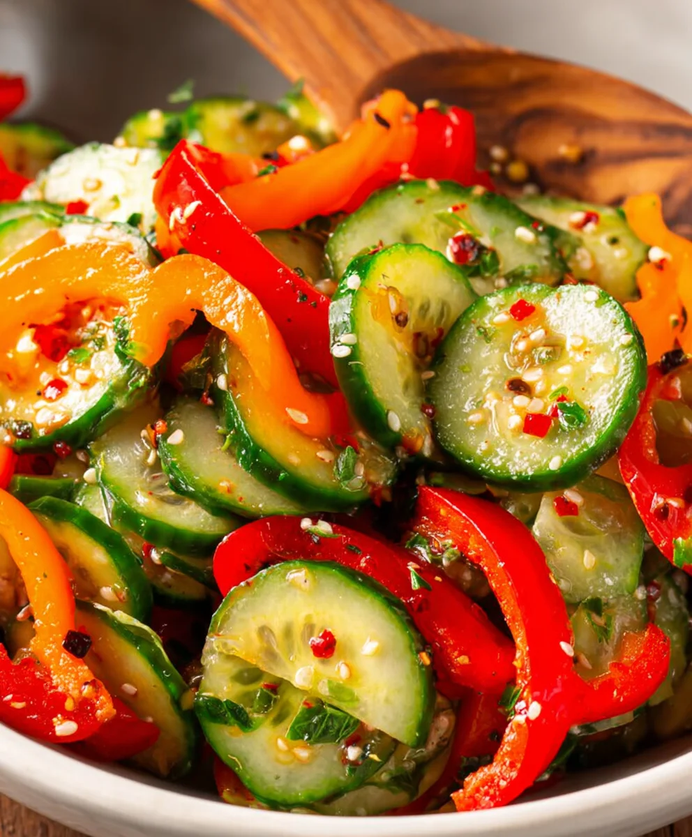 Cucumber Sweet Pepper Salad- Fresh & Zesty Recipe