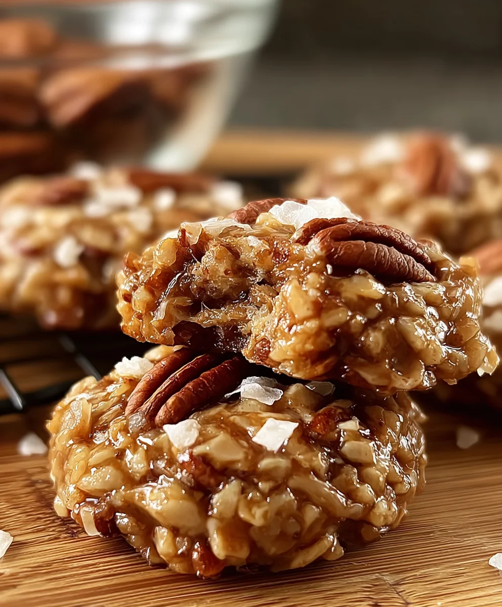 Easy No Bake Pecan Coconut Praline Cookies