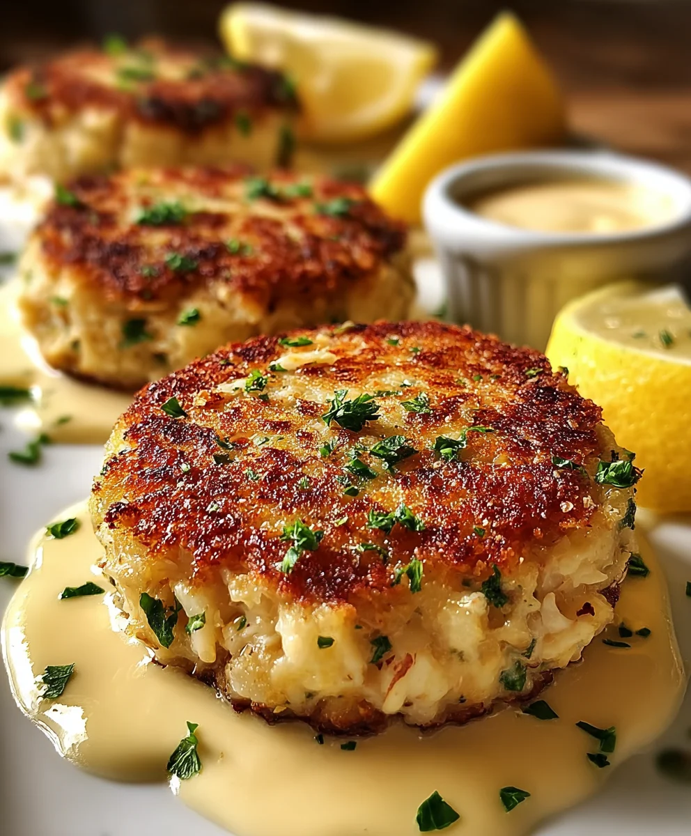 Cheddar Crab Cakes with Lemon Butter Drizzle