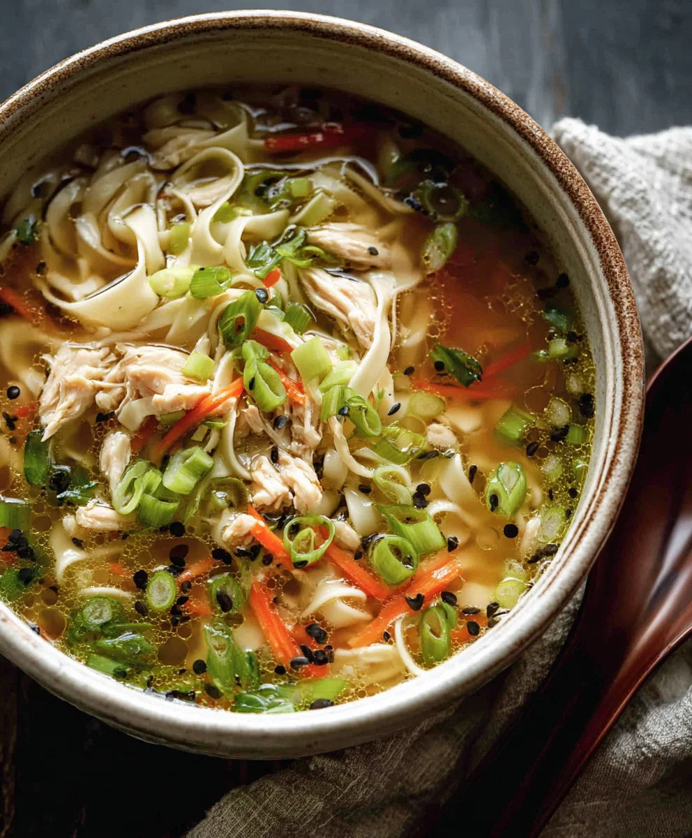 Aromatic Gin Extract-Inspired Scallion Chicken Noodle Soup