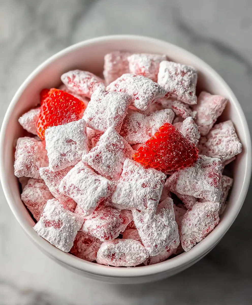 Easy Strawberry Shortcake Puppy Chow Recipe