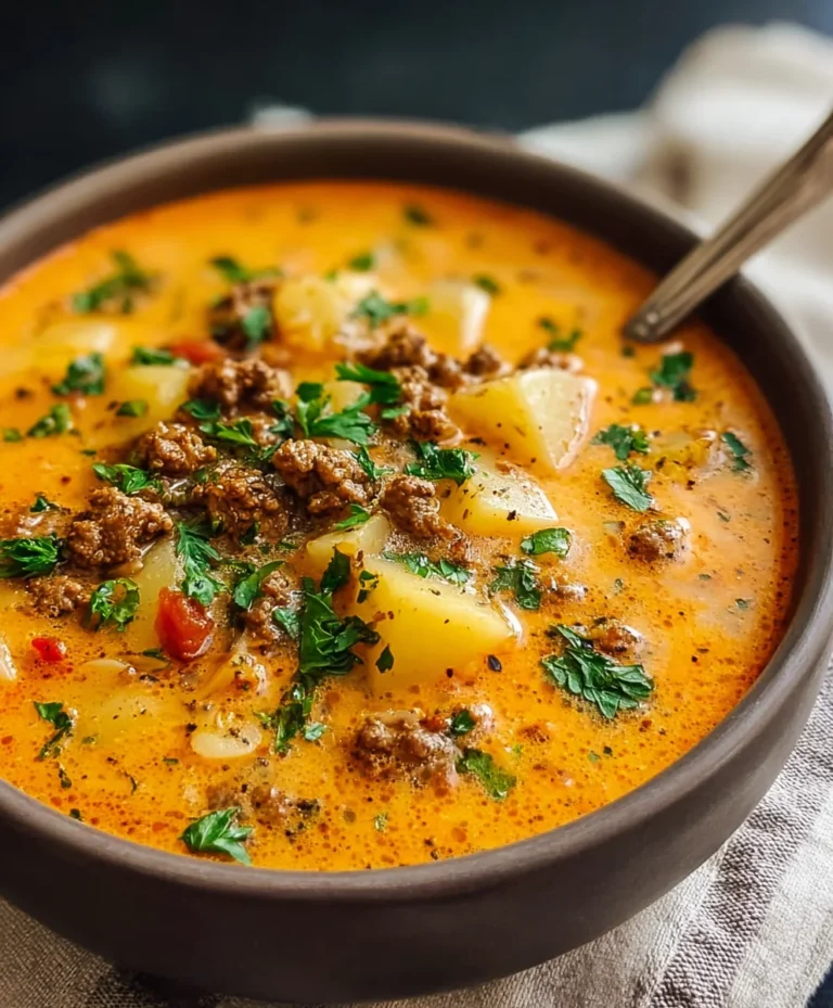 Cheesy Beef Beef Hamburger Potato Soup-Hearty Comfort Food