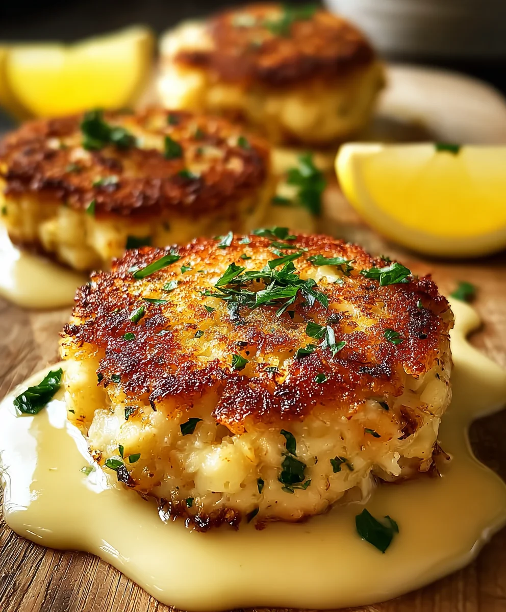 Cheddar Crab Cakes with Lemon Butter Drizzle