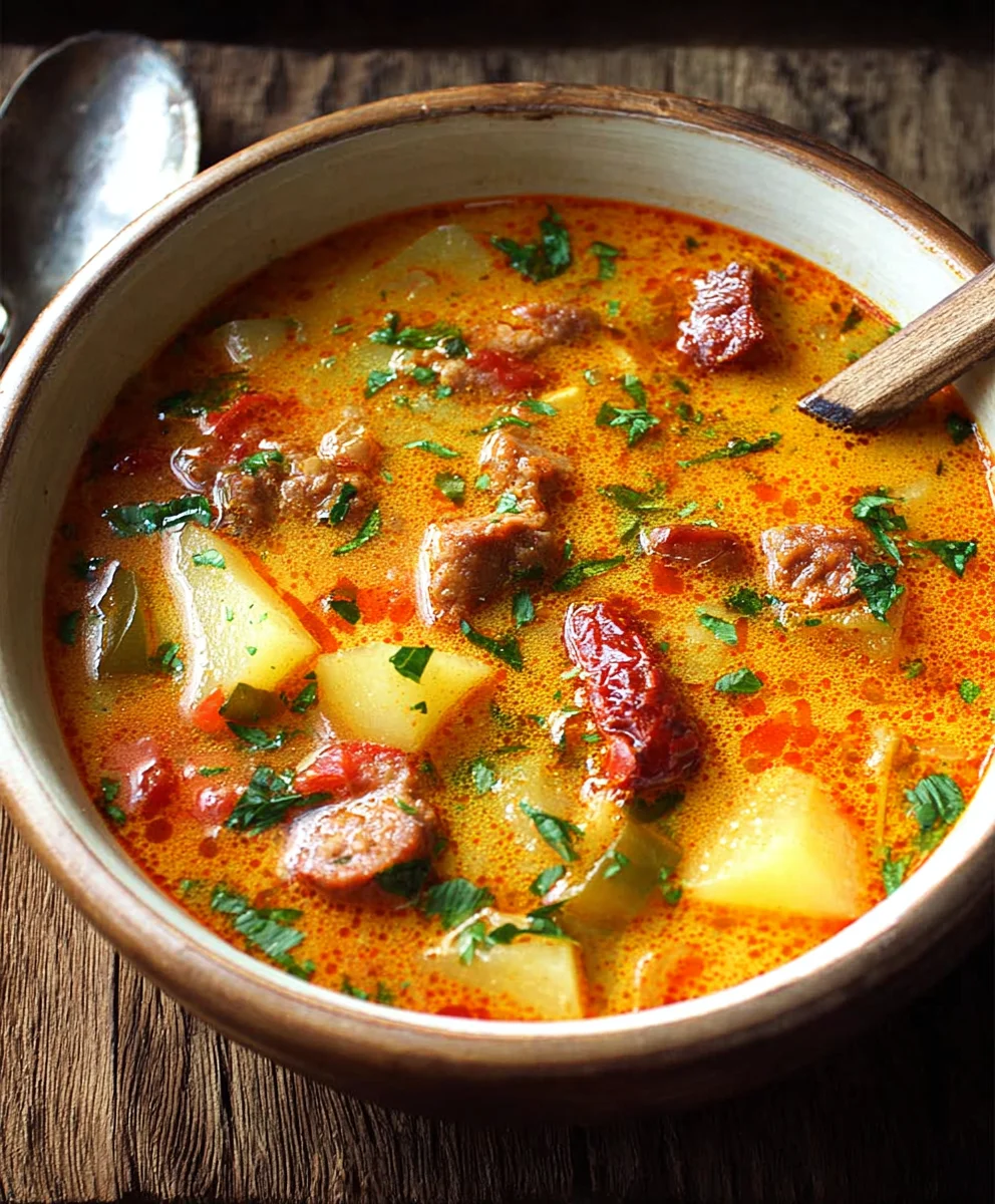 Spicy Beef Beef Chorizo Spanish Potato Soup Recipe
