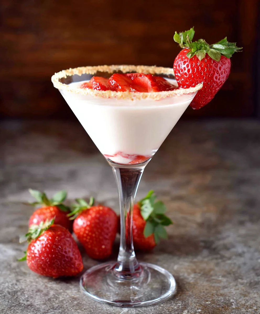 Strawberry Shortcake Martini- Delicious Non-Non-Non-Alcoholic Alternativeic Cocktail