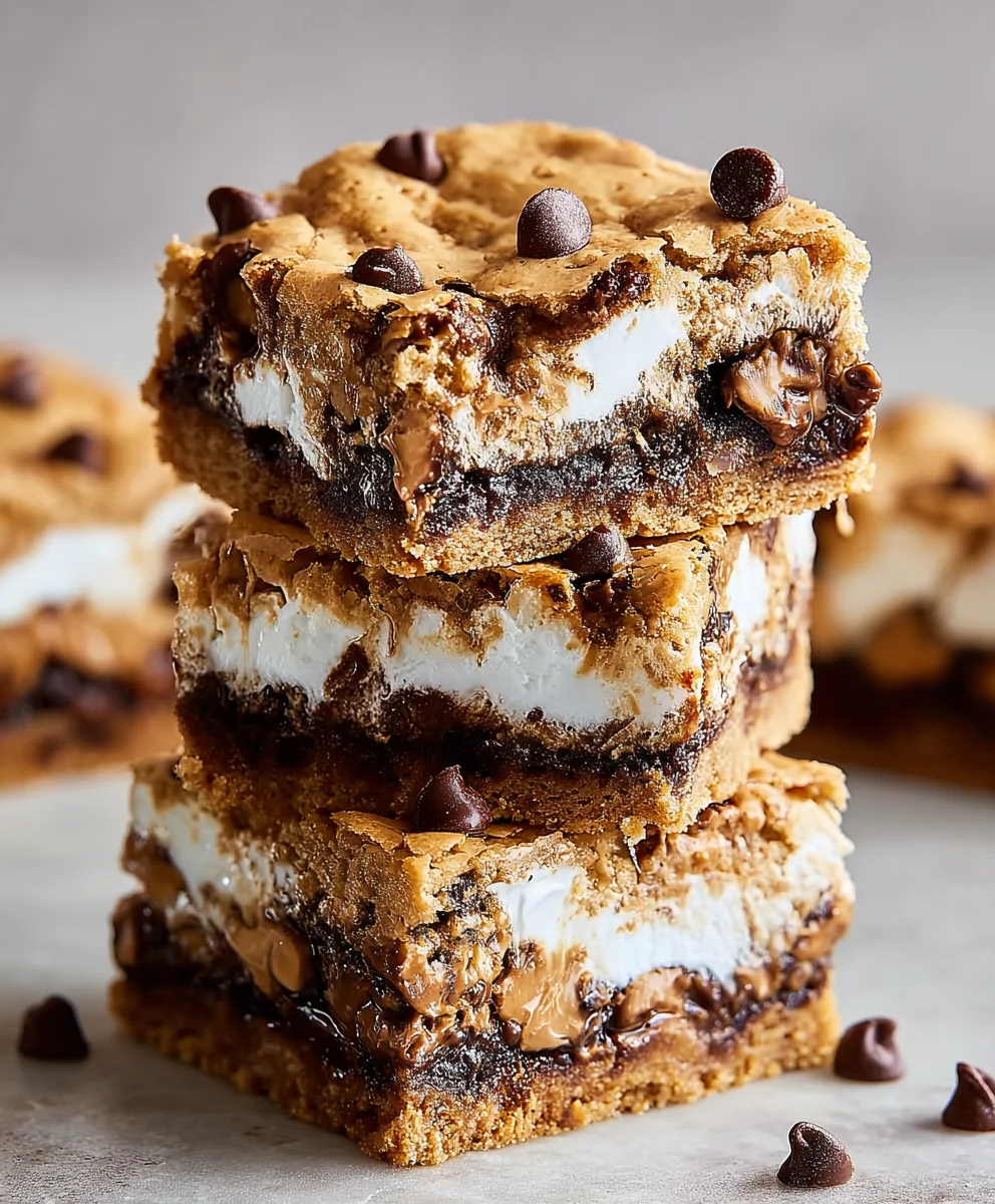 Peanut Butter Smores Blondies- Decadent Dessert Recipe
