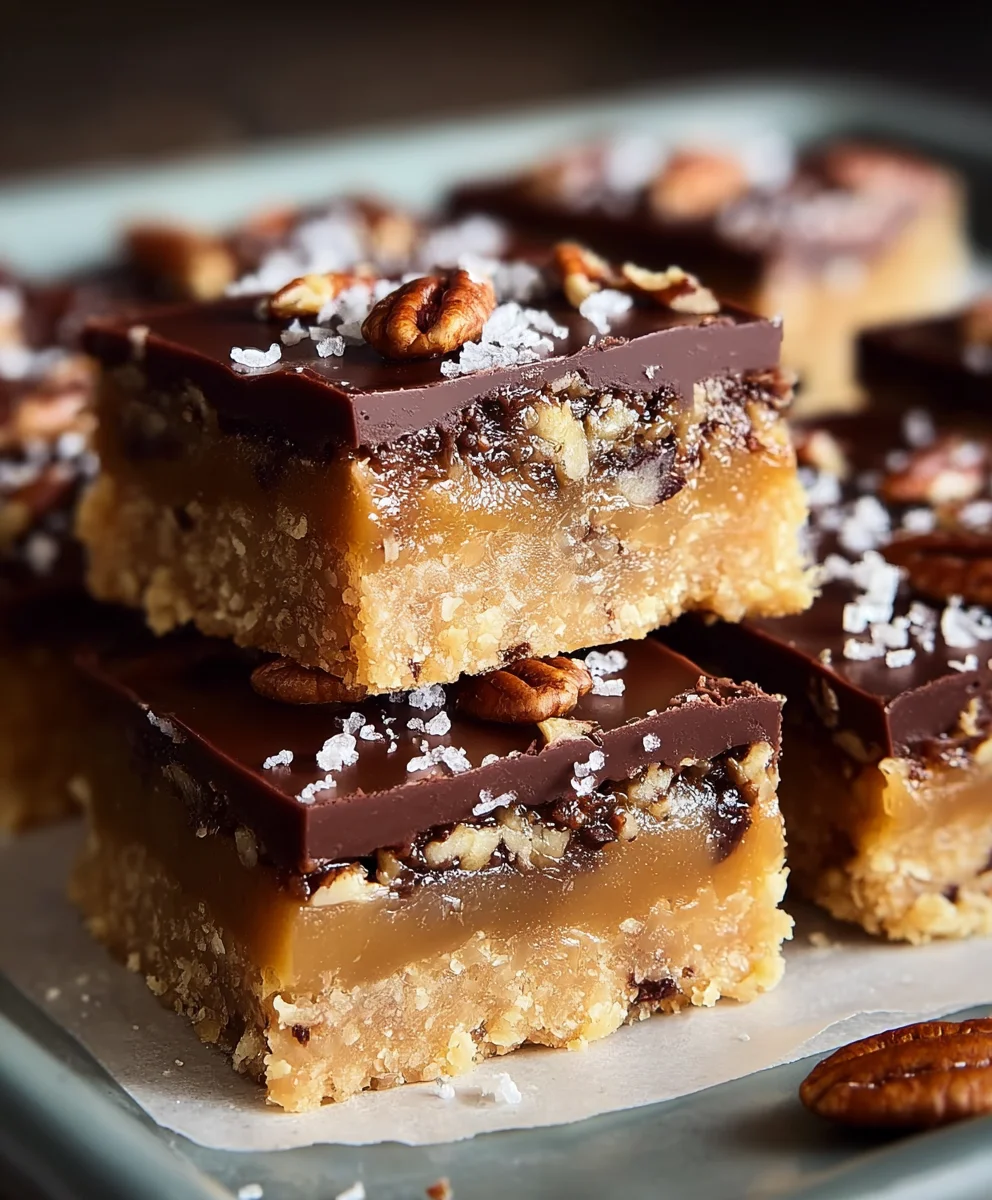 Easy Turtle Bars-Decadent Chocolate Caramel Pecan Treats