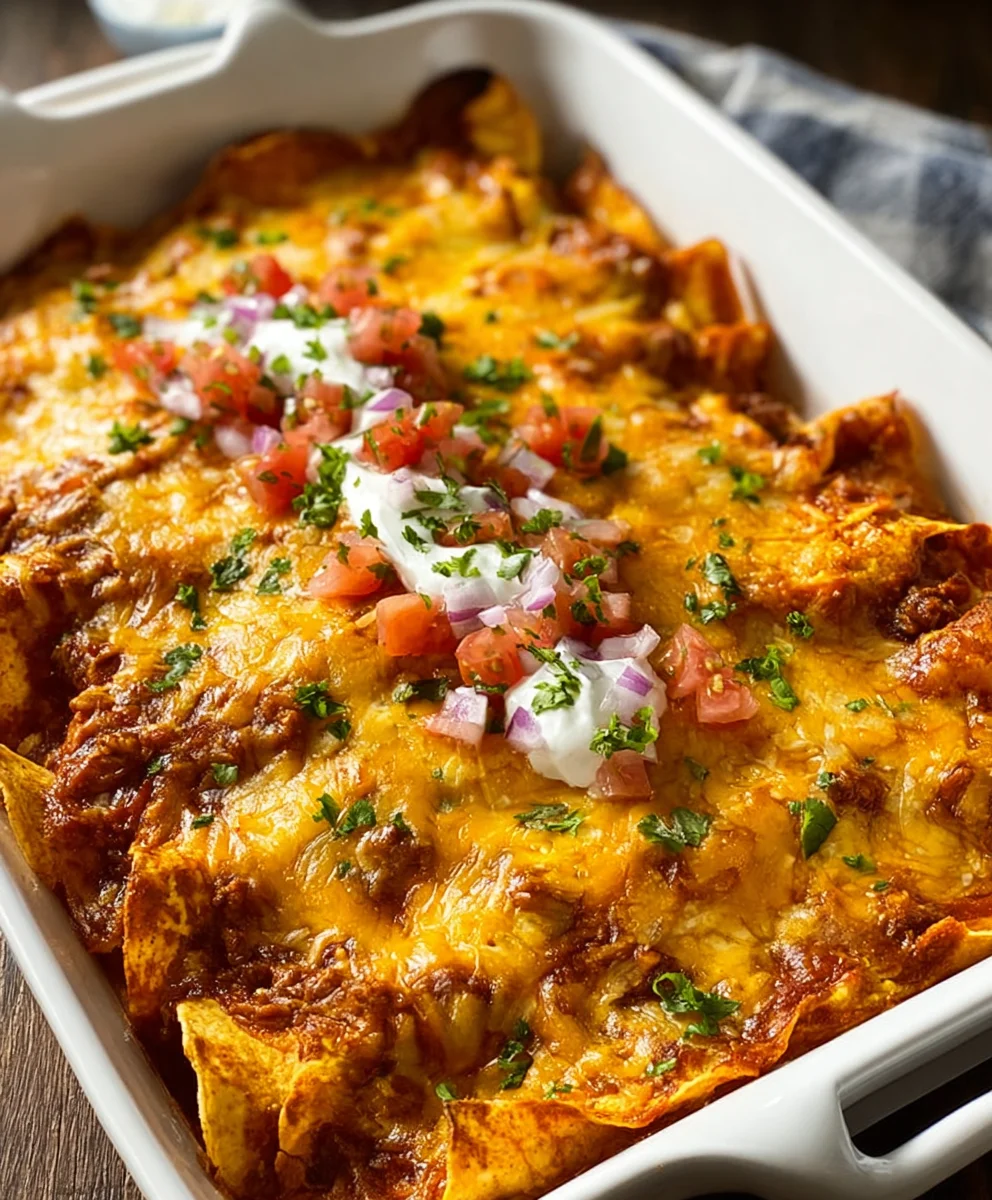 Easy Beef Tortilla Chip Enchiladas-Quick Meal