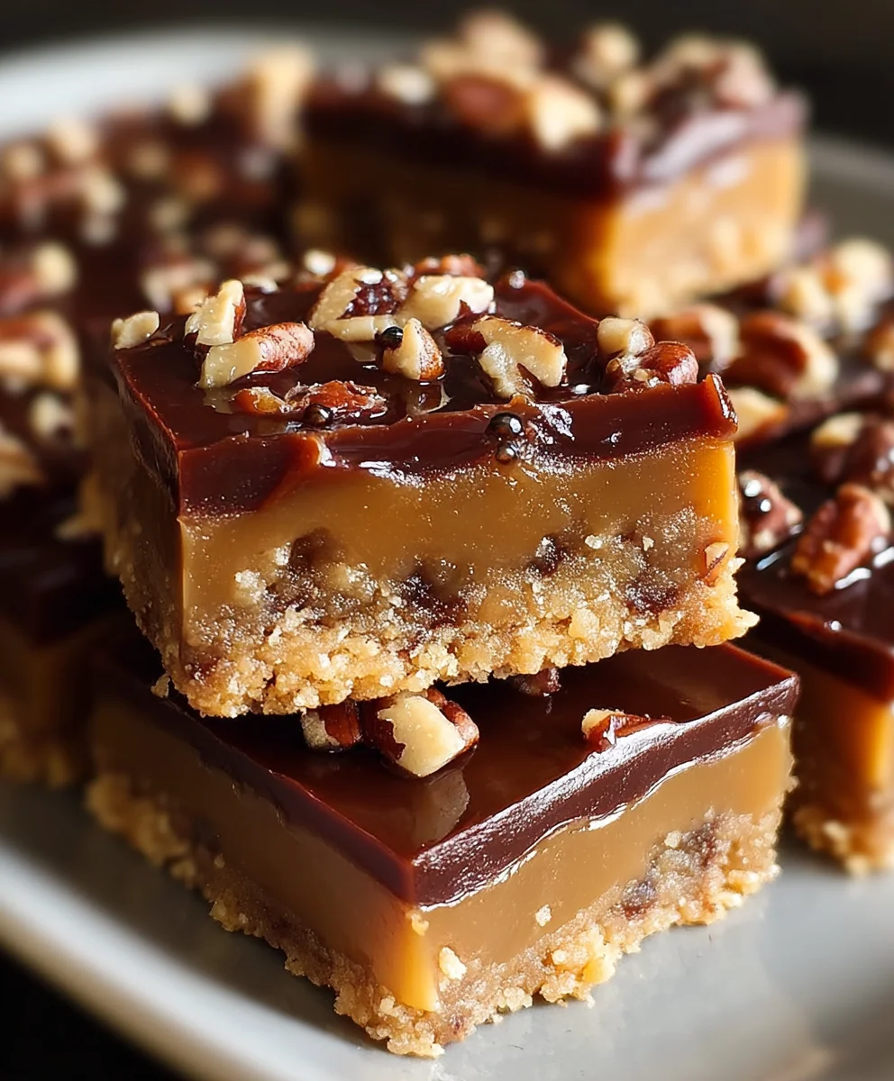 Easy Turtle Bars-Decadent Chocolate Caramel Pecan Treats