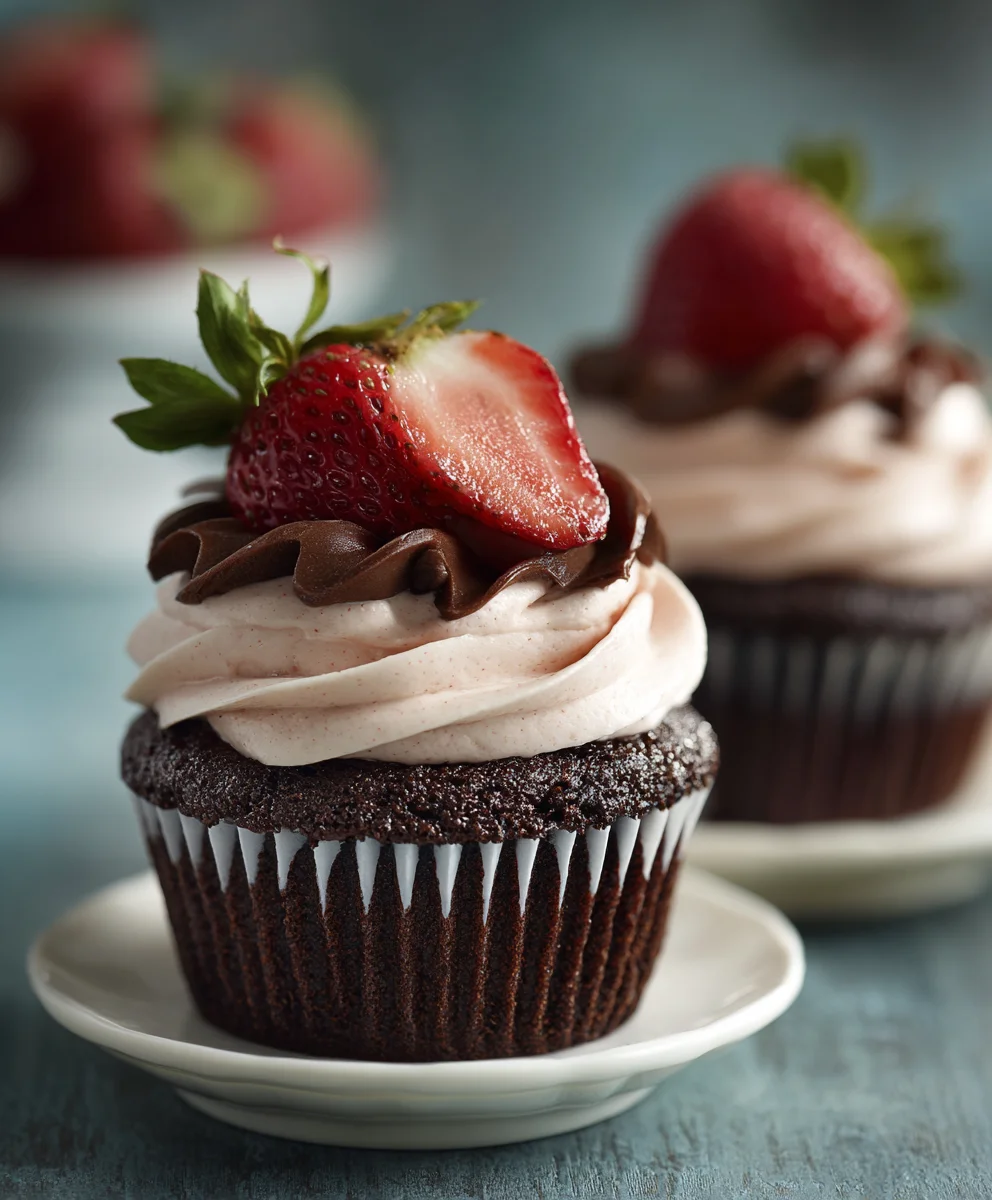 Decadent Chocolate Strawberry Cupcakes-Easy Recipe