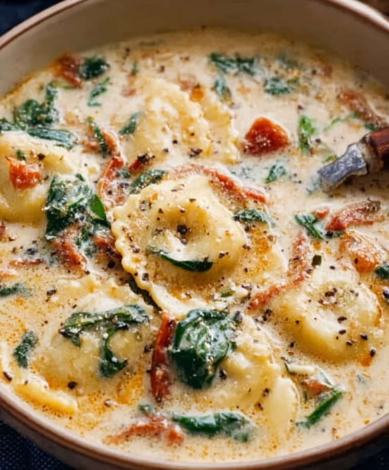 Creamy Tuscan Ravioli Soup Recipe-Comfort Food Favorite