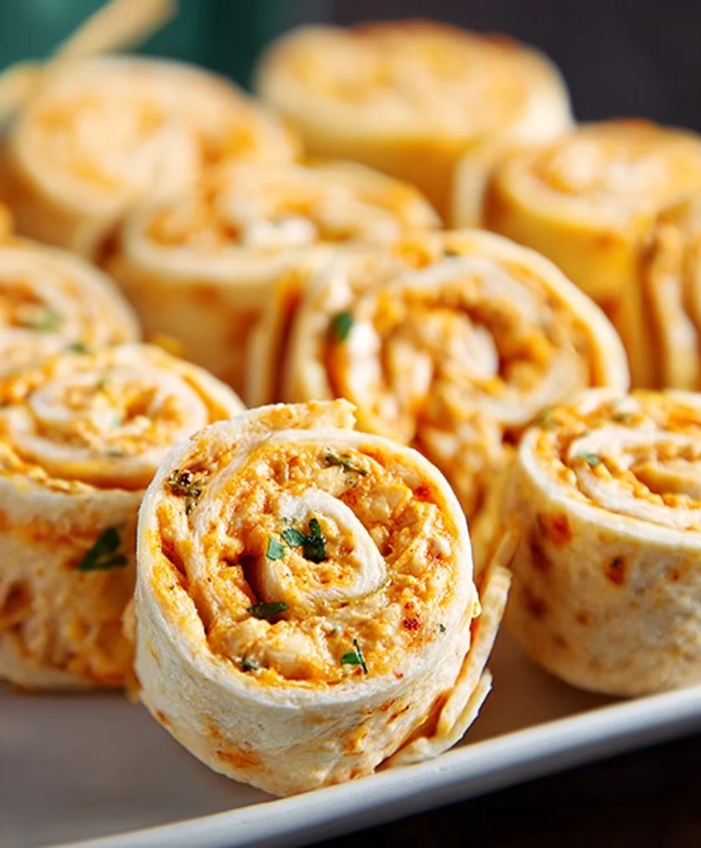 Spicy Buffalo Chicken Tortilla Pinwheels-Easy Party Appetizer
