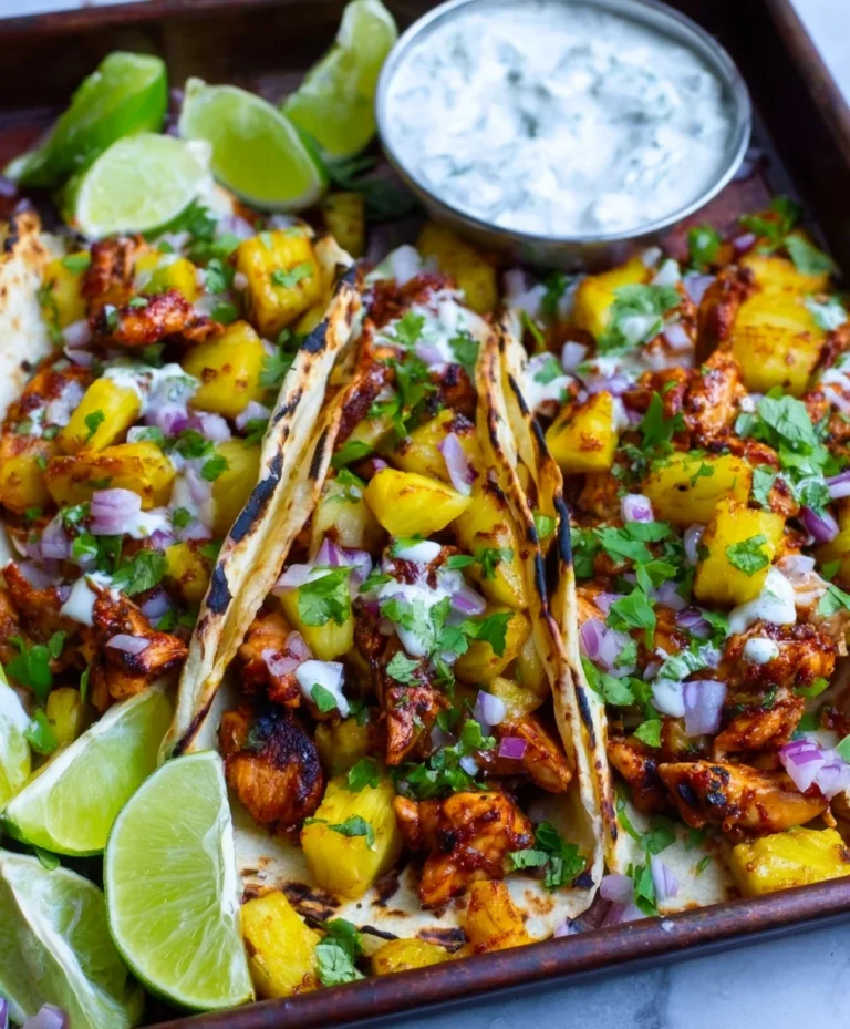 Easy One Pan Chicken Pineapple Tacos