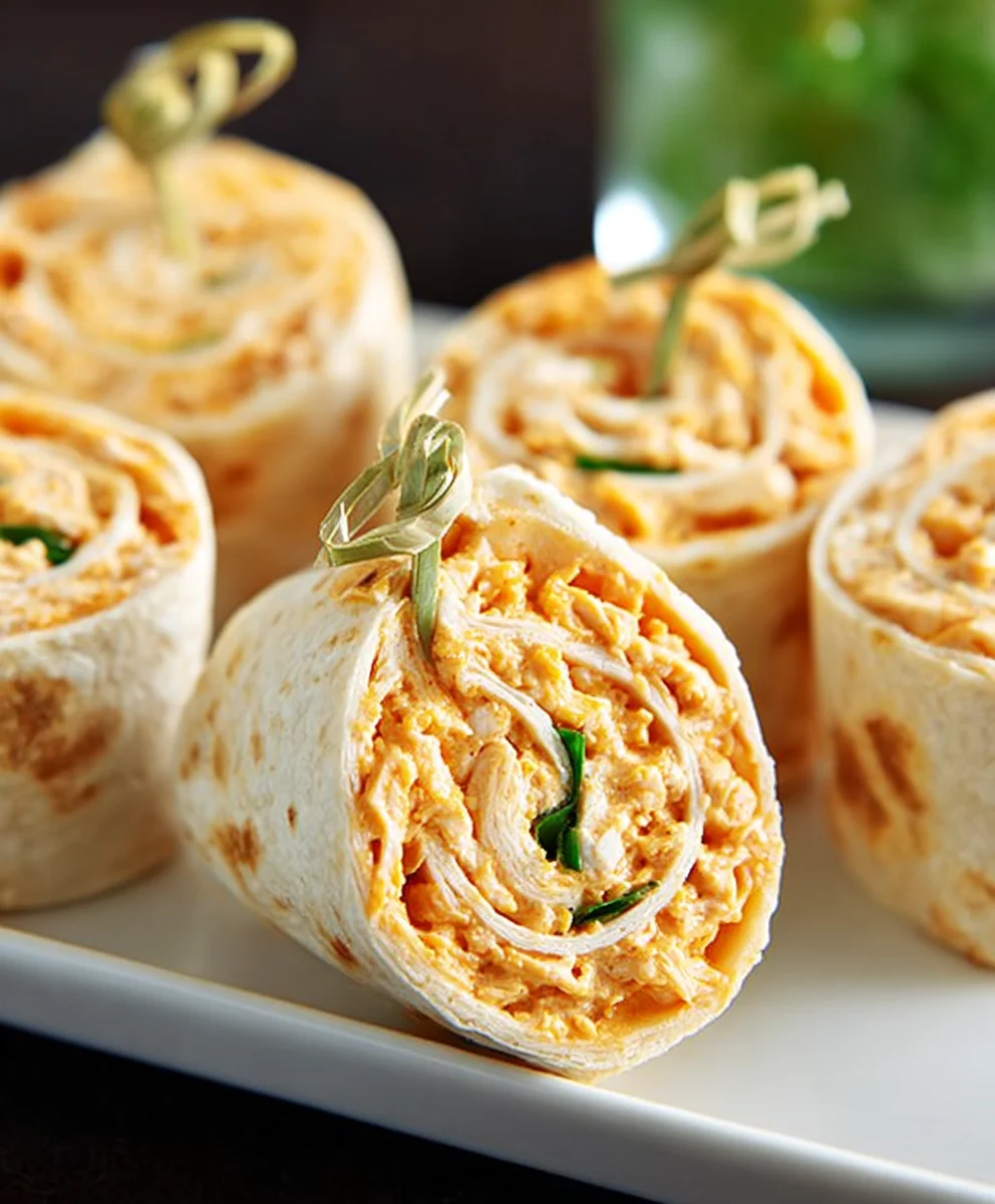 Spicy Buffalo Chicken Tortilla Pinwheels-Easy Party Appetizer