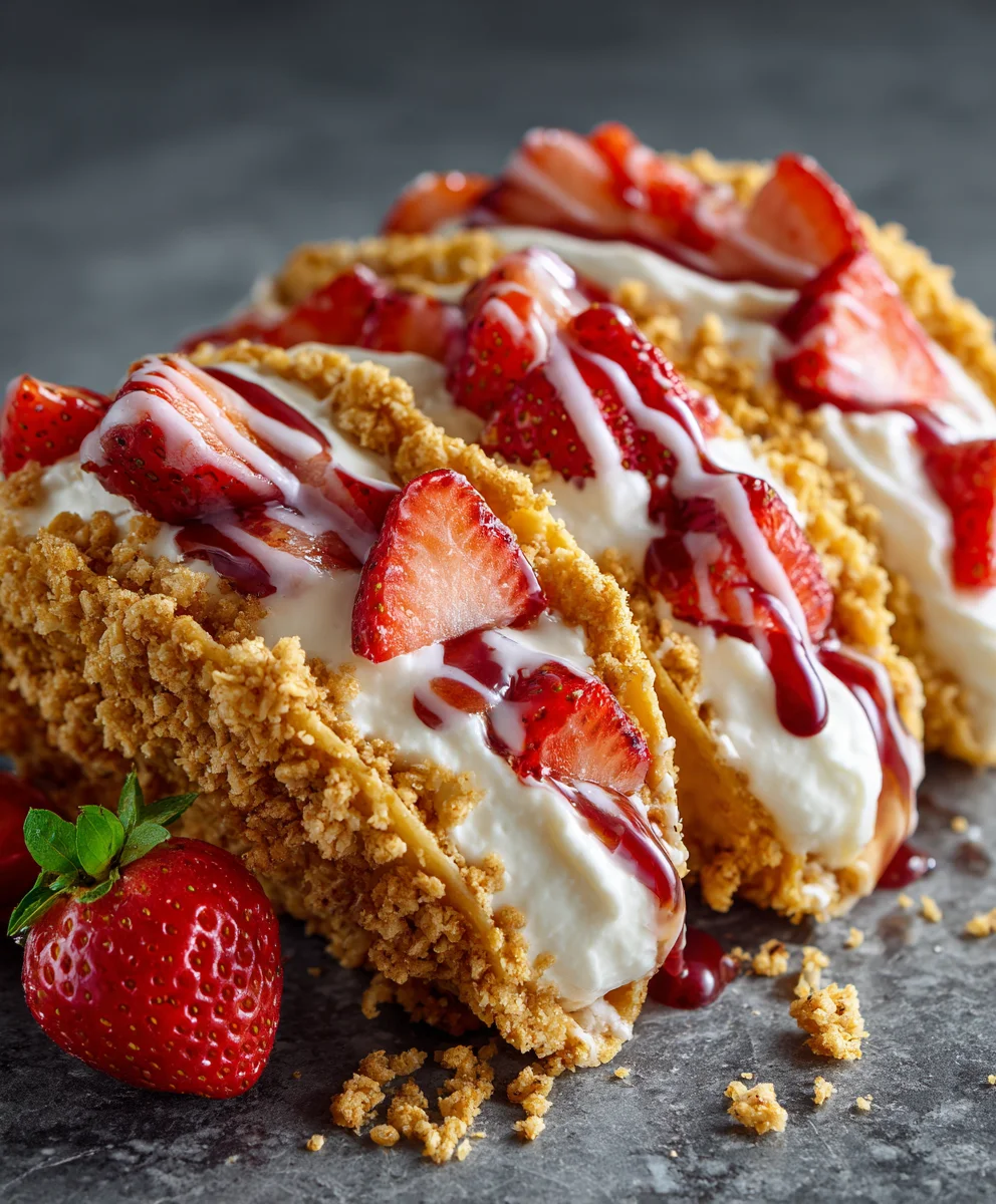Strawberry Crunch Cheesecake Tacos-Easy Dessert Recipe