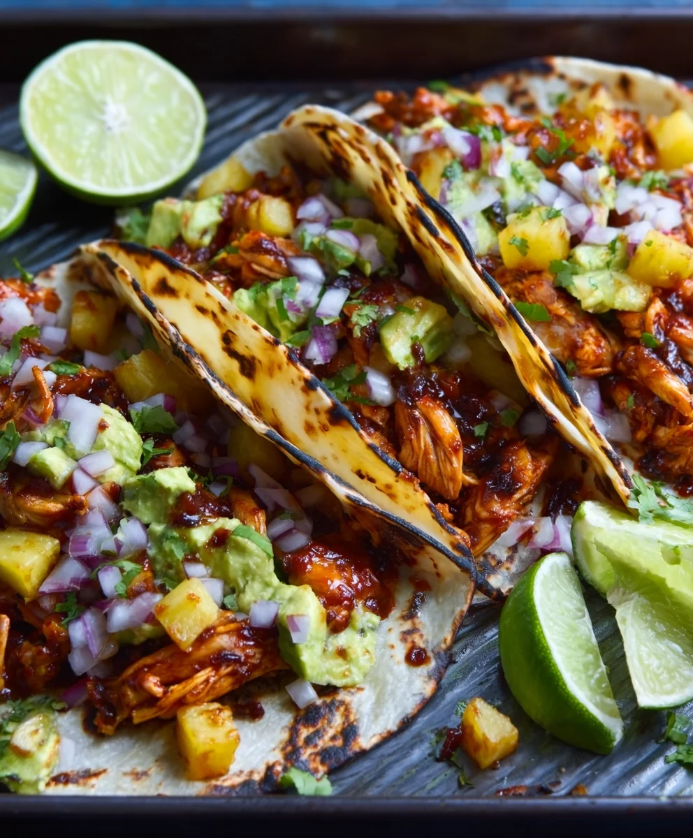 Easy One Pan Chicken Pineapple Tacos
