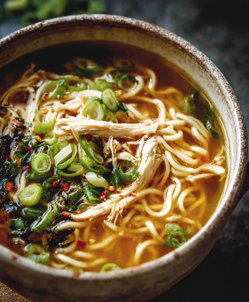Aromatic Gin Extract-Inspired Scallion Chicken Noodle Soup