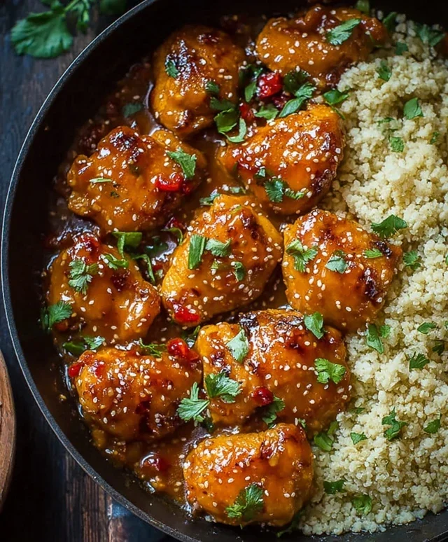 Sweet and Sticky 3 Ingredient Apricot Chicken with Cauliflower Rice