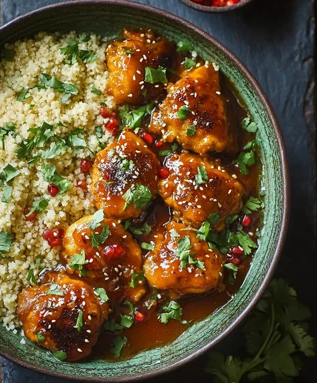 Sweet and Sticky 3 Ingredient Apricot Chicken with Cauliflower Rice
