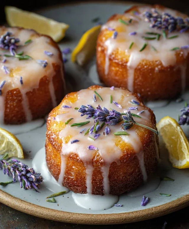 Mini Lemon Cakes With Lavender Glaze