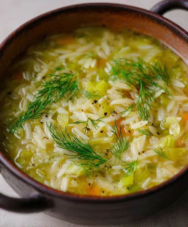 Orzo Leek and Dill Soup