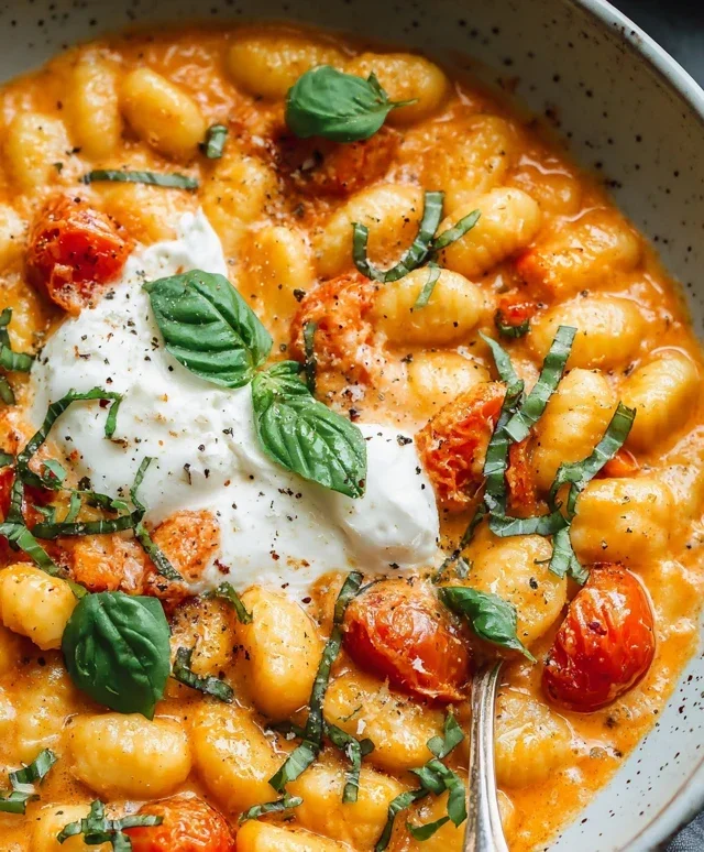 30 Minute Creamy Tomato Gnocchi with Burrata