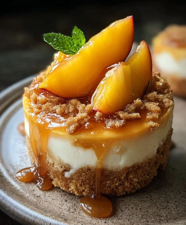 Stuffed Peach Cobbler Mini Cheesecake
