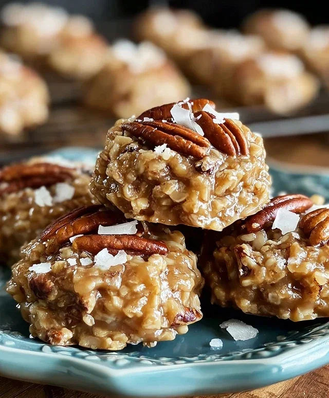 No Bake Pecan Coconut Praline Cookies