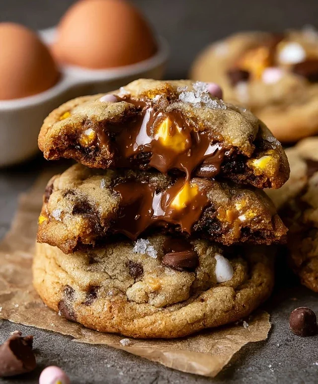 Brown Butter Cadbury Creme Egg Chocolate Chip Cookies