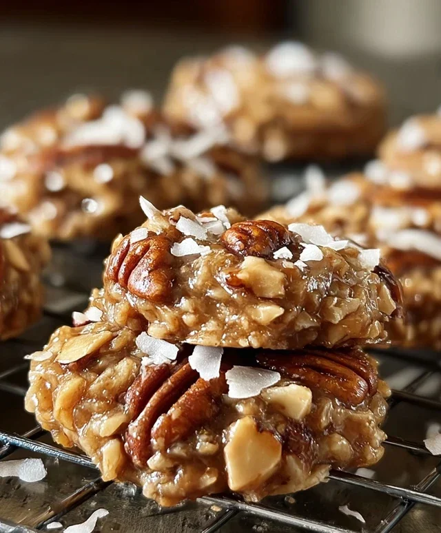 No Bake Pecan Coconut Praline Cookies