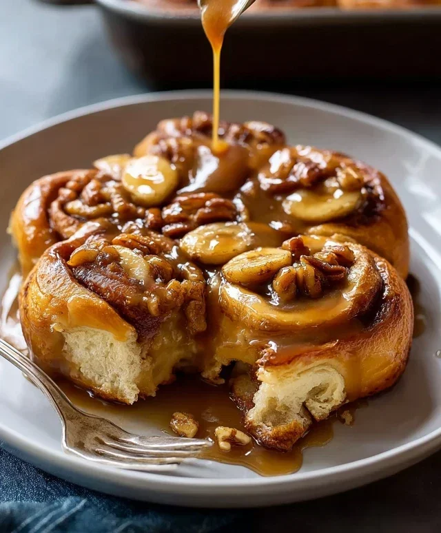 Bananas Foster Cinnamon Rolls