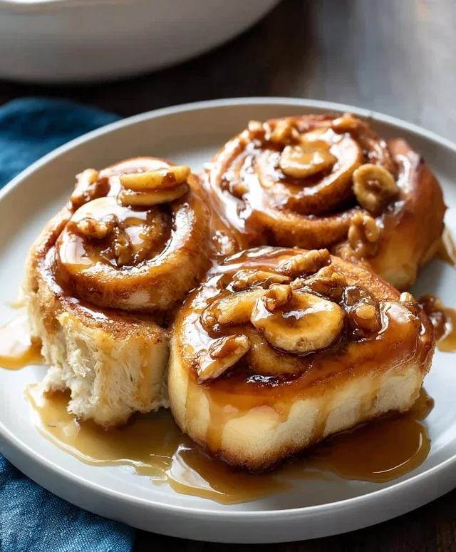 Bananas Foster Cinnamon Rolls