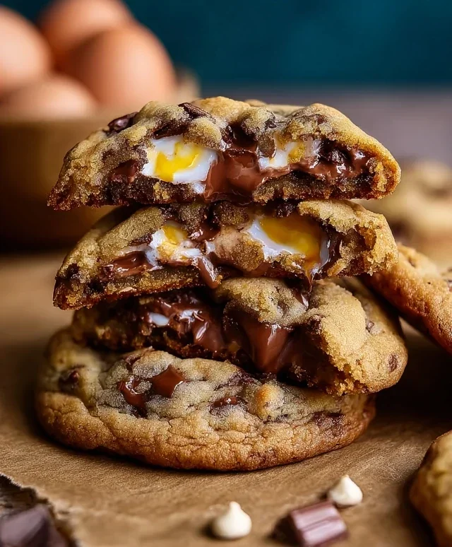 Brown Butter Cadbury Creme Egg Chocolate Chip Cookies